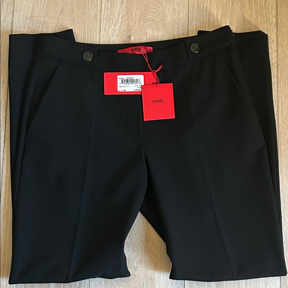 New HUGO Himonie-1 Black Slim Fit Tapered Dress Pants Slacks Trousers - Picture 3 of 14